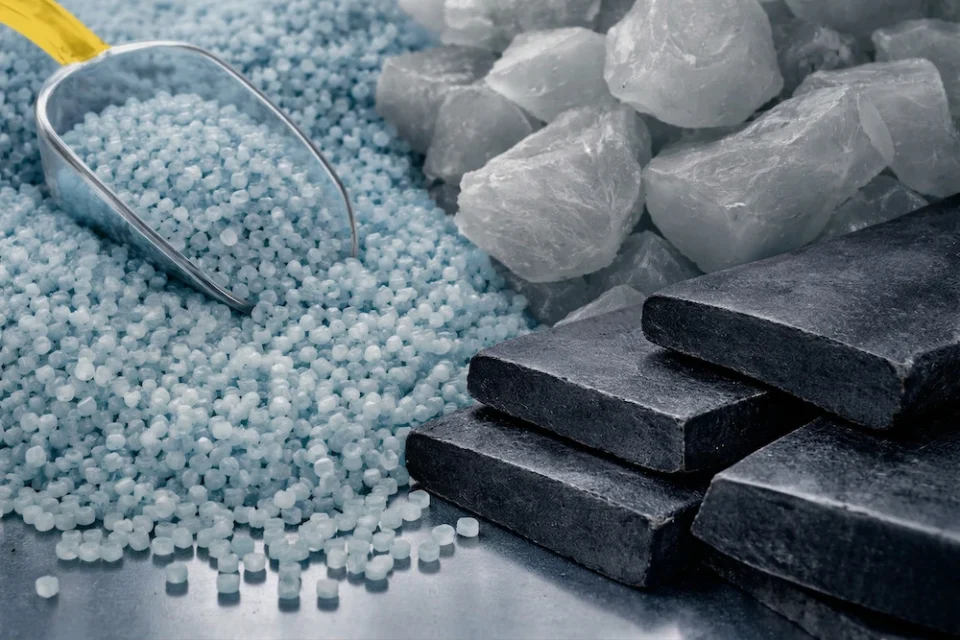3 rohe polymermaterialien im fokus stil